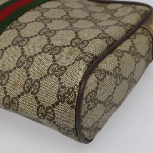 GUCCI GG Supreme Web Sherry Line Clutch Bag PVC Beige 89 01 012 Auth 112453 - Picture 6 of 16